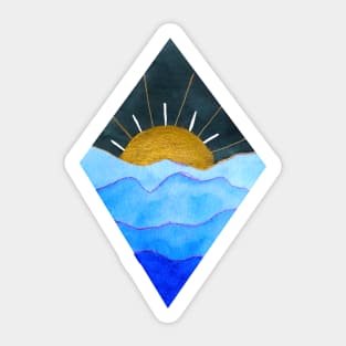 Diamond Blue and Gold Sunset (dark background) Sticker